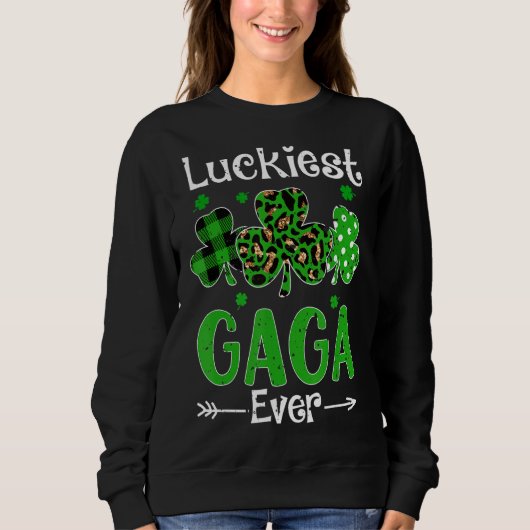 Gaga Ever Patricks Day Kleeblatt Leopard P Sweatshirt (Vorderseite)