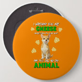 Gaga & Grumps Cheese Animal Funny Orange Chihuahua Button (Vorne & Hinten)