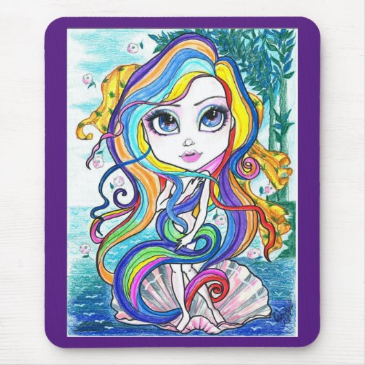 Gaga Nymphe auf der halben Muschel-Fantasie-Kunst Mousepad (Vorne)