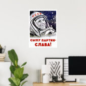 Gagarin in Weltraum, Weltraumrasse, sowjetische Pr Poster (Heimbüro)