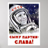 Gagarin in Weltraum, Weltraumrasse, sowjetische Pr Poster (Vorne)