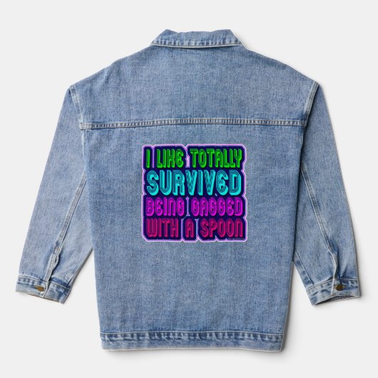Gaged mit Spoon Survivor Funny 80er Slogan Jeansjacke (Rückseite)