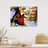 Gagnon - Heating the Oven, Winterscene Poster (Küche)