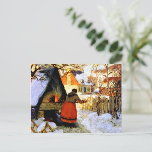 Gagnon - Heating the Oven, Winterscene Postkarte (Stehend Vorderseite)