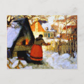 Gagnon - Heating the Oven, Winterscene Postkarte (Vorderseite)