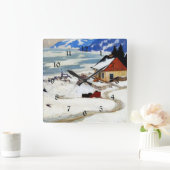 Gagnon - The Red Sleigh Quadratische Wanduhr (Zuhause)