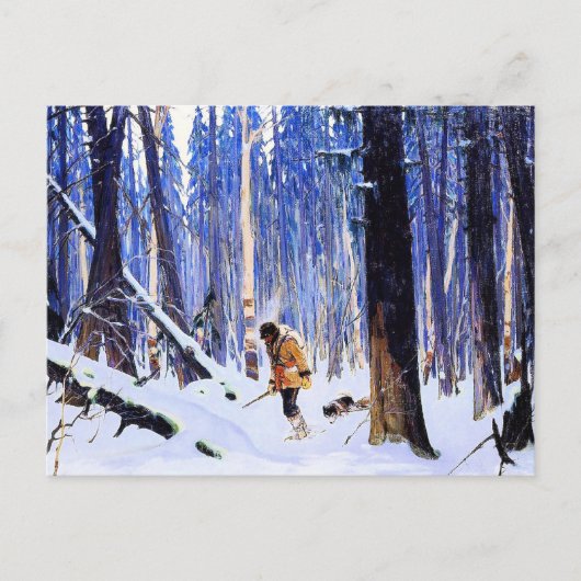 Gagnon - Trapper im Wald Postkarte (Vorderseite)