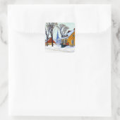 Gagnon - Winter Morning, Baie-Saint Paul, Quadratischer Aufkleber (Tasche)