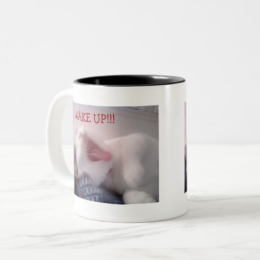 Gähnende Katze Zweifarbige Tasse (Vorderseite Links)