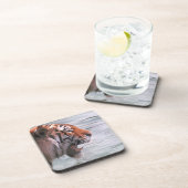 Gähnender Tiger im Wasser Untersetzer (Rechte Seite)