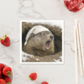 Gähnendes Murmeltier mit Nachtmütze Serviette (Beispiel)