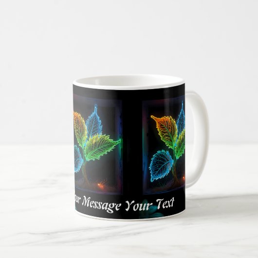 Gaia-Glanz: Die Neon-Leaf-Essenz Kaffeetasse (VorderseiteRechts)