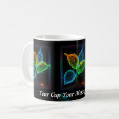 Gaia-Glanz: Die Neon-Leaf-Essenz Kaffeetasse (Vorderseite Links)
