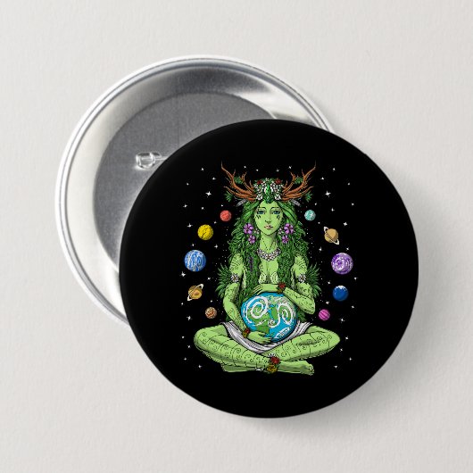 Gaia Mother Earth Goddess Button (Vorne & Hinten)