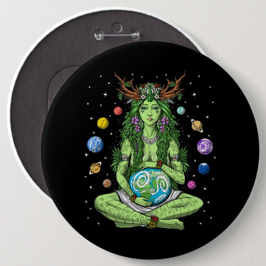 Gaia Mother Earth Goddess Button (Vorne & Hinten)