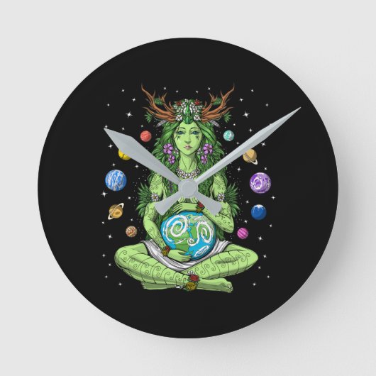 Gaia Mother Earth Goddess Runde Wanduhr (Vorderseite)