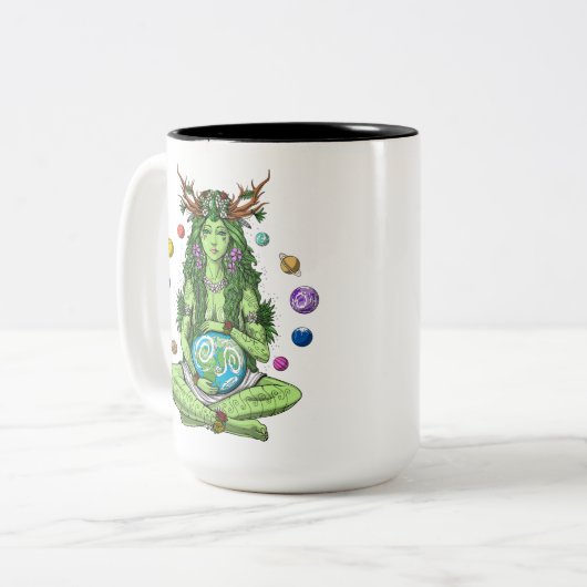 Gaia Mother Earth Goddess Zweifarbige Tasse (Vorderseite Links)