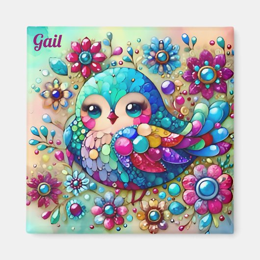 GAIL ~ Niedlicher Bright Metallic Bird ~ Magnet (Vorne)