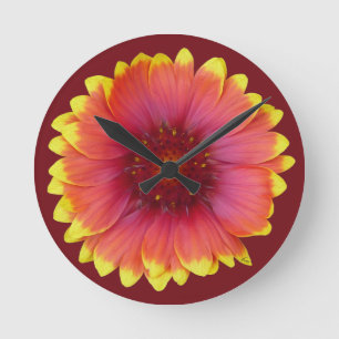 Gaillardia 1 runde wanduhr