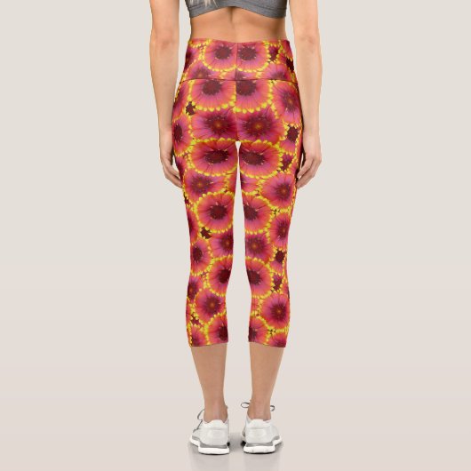 Gaillardia Seamless Pattern Capri Leggings (Rückseite)