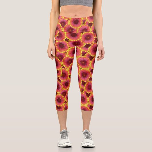 Gaillardia Seamless Pattern Capri Leggings (Vorderseite)