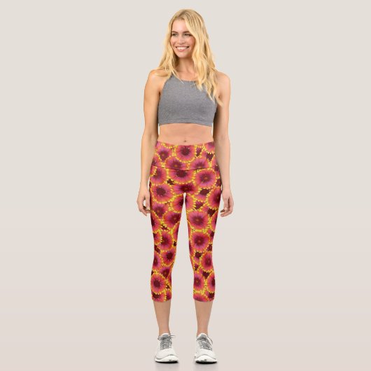 Gaillardia Seamless Pattern Capri Leggings (Vorderseite)