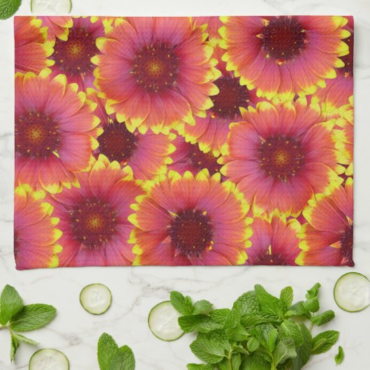 Gaillardia Seamless Pattern Geschirrtuch (Gefaltet)