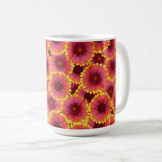 Gaillardia Seamless Pattern Kaffeetasse (VorderseiteRechts)
