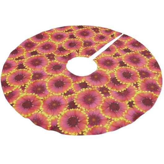 Gaillardia Seamless Pattern Polyester Weihnachtsbaumdecke (Schrägansicht)