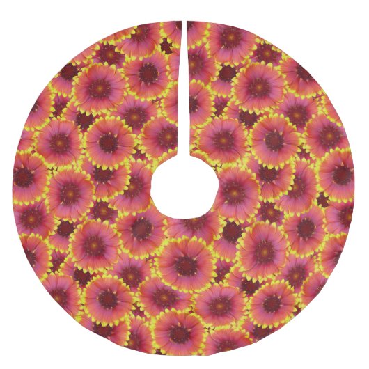 Gaillardia Seamless Pattern Polyester Weihnachtsbaumdecke (Vorderseite)