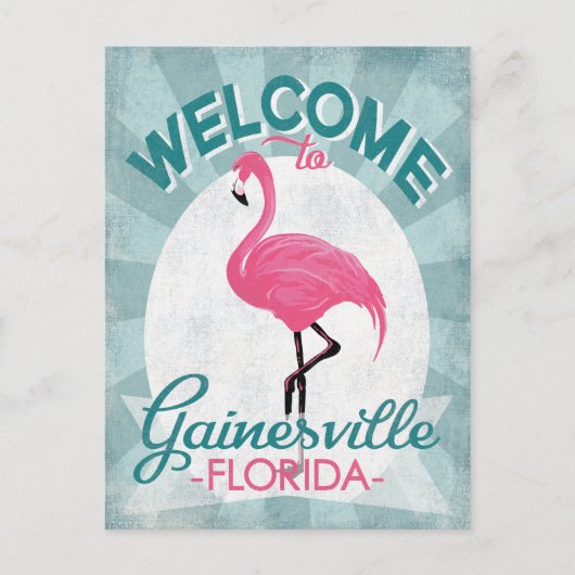 Gainesville Florida Pink Flamingo Retro Postkarte (Vorderseite)