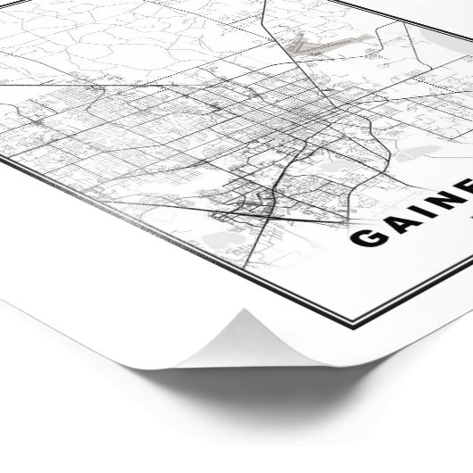 Gainesville Map Fotodruck (Ecke)