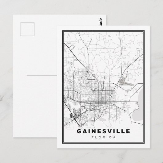 Gainesville Map Postkarte (Vorne/Hinten)