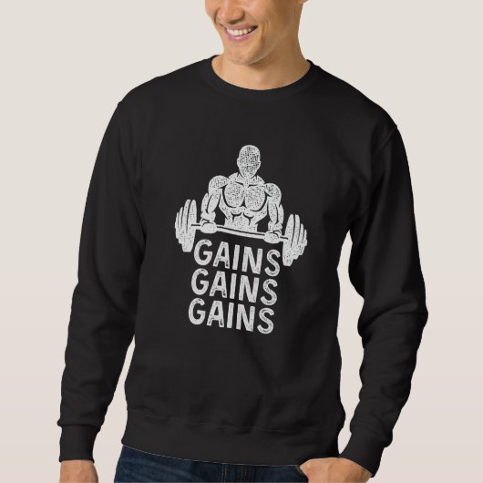 Gains Gym Rat Gym Bro Bodybuilder Sweatshirt (Vorderseite)