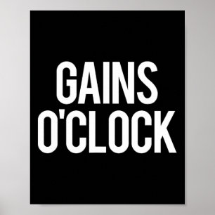 Gains O'clock Funny Gym Weightlift Bodybuilding Poster