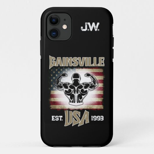 Gainsville USA Double Biceps Pose Bodybuilder Case-Mate iPhone Hülle (Rückseite)