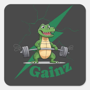 Gainz Gym Crocodile Gewichtsabnahme Quadratischer Aufkleber