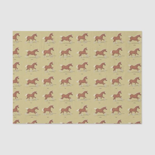 Gaits of the Horse Walk Trot Canter Gallop Sorrel Seidenpapier (Vorderseite)
