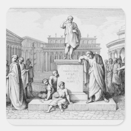 Gaius Gracchus weinte vor dem Vater Quadratischer Aufkleber (Vorderseite)