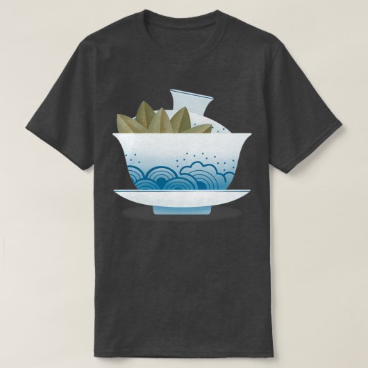 Gaiwan mit grünen Blätter Ein Set für traditionell T-Shirt (Design vorne)