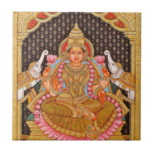 GAJA LAKSHMI FEINE TANJORE-MALEREI {SÜDINDIEN} FLIESE