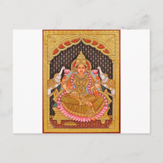 GAJA LAKSHMI INTRICATE TANJORE MALERIERUNG {SÜDIND POSTKARTE (Vorderseite)