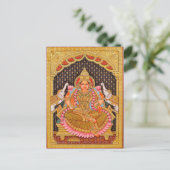 GAJA LAKSHMI INTRICATE TANJORE MALERIERUNG {SÜDIND POSTKARTE (Stehend Vorderseite)