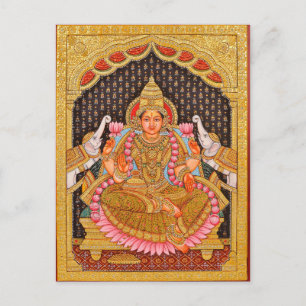 GAJA LAKSHMI INTRICATE TANJORE MALERIERUNG {SÜDIND POSTKARTE