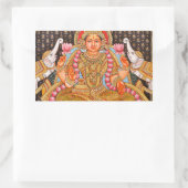 GAJA LAKSHMI INTRICATE TANJORE MALERIERUNG {SÜDIND RECHTECKIGER AUFKLEBER (Tasche)