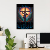 Gal 2:20 mit Jesus am Kreuz Poster (Heimbüro)