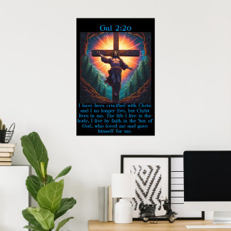 Gal 2:20 mit Jesus am Kreuz Poster