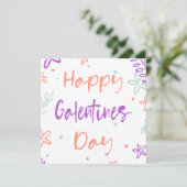 Gal Pals Happy Galentines Day Valentines Blume Karte (Stehend Vorderseite)