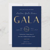 Gala-Abend Navy & Gold Logo Business-Fundraiser Einladung (Vorderseite)