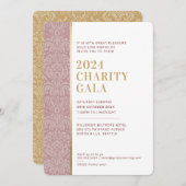 GALA BALL elegant damask burgundy dusty rose gold Einladung (Vorne/Hinten)